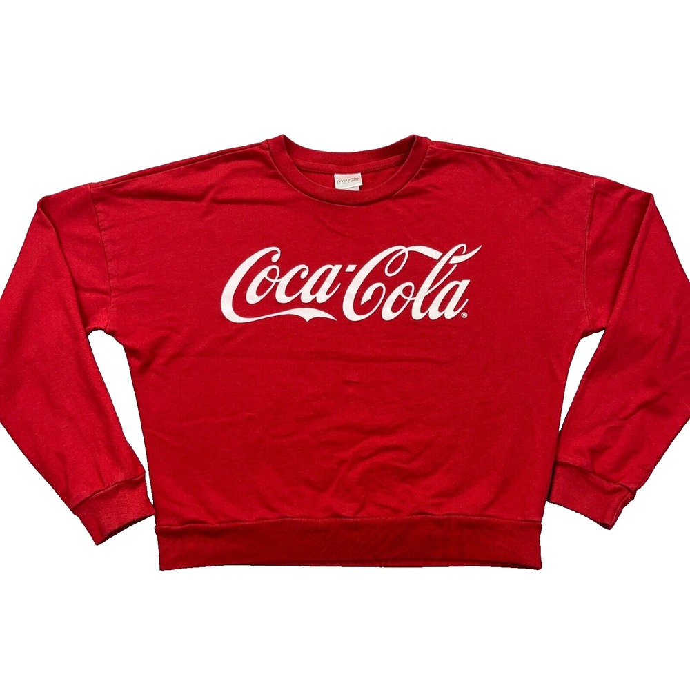 Coca‎ Cola Crewneck Sweatshirt Classic Logo Retro Streetwear Sz S Red Women